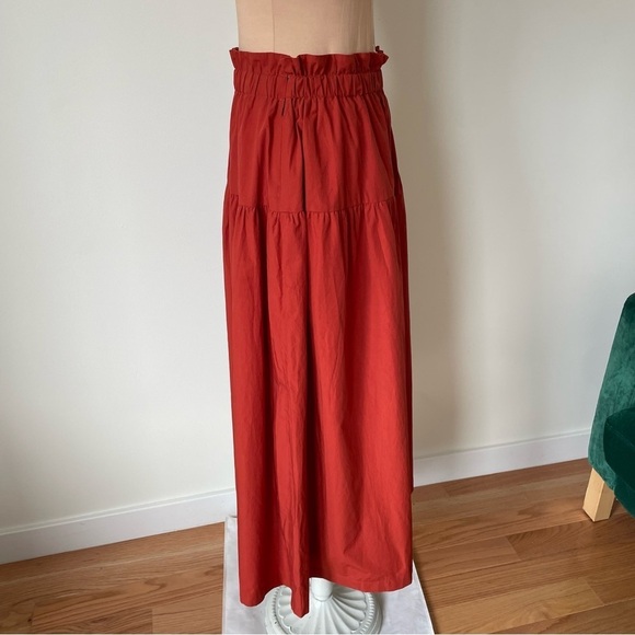 ARAKS Cedar Orange Terracotta Red Cotton Ruffle Hem Ulya Long Midi Skirt NWT M - Picture 4 of 10